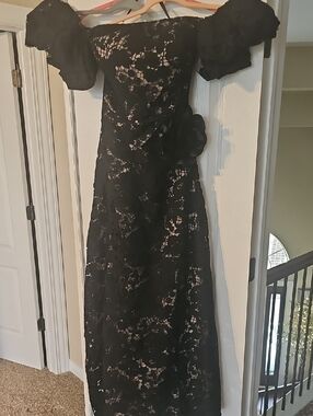 Black Lace Off-Shoulder Evening Dress